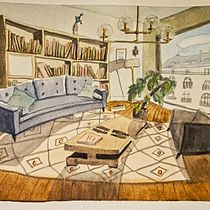 My project in Artistic Perspective: Interior Spaces from Your Point of View  course. Un projet de Illustration traditionnelle, Architecture, Dessin et Illustration architecturale de sergeat.coline - 20.01.2022