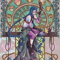 Project for Art Nouveau Style course, Jinx. Ilustração tradicional, Artes plásticas, Ilustração digital, Desenho de retrato, Desenho artístico, Desenho digital, e Pintura digital projeto de Noemi - 20.01.2022