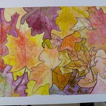 Pile of Autumn leaves. Traditional illustration, Painting, Drawing, Watercolor Painting, Ink Illustration, and Naturalistic Illustration project by Auriel Roe - 01.21.2022