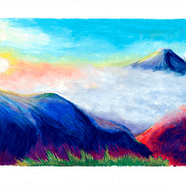 Mi Proyecto del curso: Dibujo de paisajes con pasteles grasos: juega con la luz . Traditional illustration, Fine Arts, Pencil Drawing, Drawing, and Artistic Drawing project by blue_tangerine - 01.18.2022