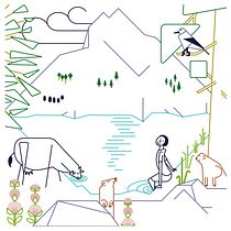 An Alpine landscape - My project in Expressive Line Work in Illustration course. Un projet de Illustration traditionnelle, Illustration numérique, Dessin numérique et Illustration vectorielle de Alet Pierre-Jean - 23.01.2022