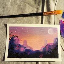 Mon projet du cours : Peinture de paysages enchantés à la gouache. Traditional illustration, Painting, and Gouache Painting project by a.del.illustration - 01.23.2022