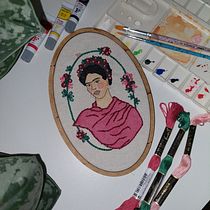 Meu projeto do curso: Criação de retratos bordados com aquarela. Un proyecto de Pintura, Pintura a la acuarela, Bordado y Diseño textil de dot_ju - 21.01.2021