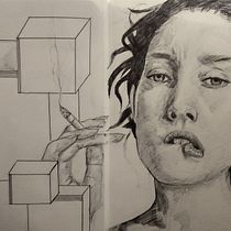 Mon projet du cours : Portrait réaliste au stylo. Ilustração tradicional, Desenho, Desenho de retrato, Desenho realista, e Desenho artístico projeto de Loic Kriegel - 23.01.2022