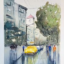 Mi Proyecto del curso: Paisajes urbanos en acuarela Ein Projekt aus dem Bereich Bildende Künste, Aquarellmalerei und Architektonische Illustration von Rosa Rey Pousada - 23.01.2022