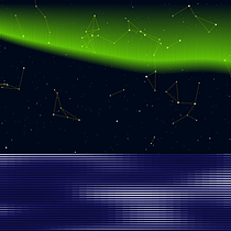 Creative coding: the aurora borealis on a starry night above a moonlit ocean. Un projet de Motion design, Multimédia , et JavaScript de Joris Janssens - 23.01.2022