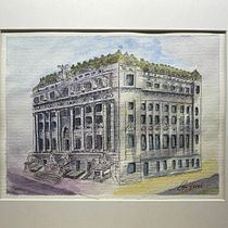 US CUSTOMS HOUSE, NYC. Sketching, Drawing, Watercolor Painting, Architectural Illustration, Sketchbook & Ink Illustration project by ciroattardo - 01.23.2022