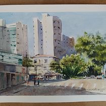 Meu projeto do curso: Criação de paisagem contemporânea em aquarela. Fine Arts, and Watercolor Painting project by Marcelia Marino Schneider - 01.24.2022