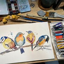 My project in Artistic Watercolor Techniques for Illustrating Birds course. Traditional illustration, Watercolor Painting, Realistic Drawing, and Naturalistic Illustration project by limjomc - 01.23.2022