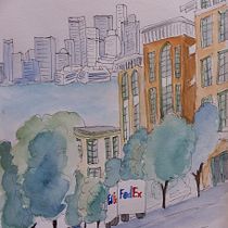 My project in Architectural Sketching with Watercolor and Ink course. Sketching, Drawing, Watercolor Painting, Architectural Illustration, Sketchbook & Ink Illustration project by maureenwest2 - 01.25.2022