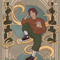 My project in Illustrated Portraits in Art Nouveau Style course. Ilustração tradicional, Artes plásticas, Ilustração digital, Desenho de retrato, Desenho artístico, Desenho digital, e Pintura digital projeto de brito.isabele - 26.01.2022