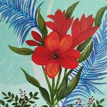 Mi Proyecto: "La Astromelia" Acrilico sobre lienzo.. Traditional illustration, Fine Arts, Painting, Acr, lic Painting, and Botanical Illustration project by Elizabeth Castro Gonzalez - 01.26.2022