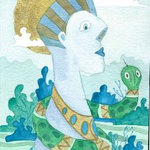 L'uomo e il serpente. Traditional illustration, Fine Arts, Painting, Watercolor Painting, Children's Illustration, and Gouache Painting project by irenuz - 01.28.2022