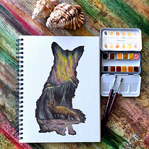 My project in Double Exposure Watercolor: Painting Nature course. Un proyecto de Ilustración tradicional, Pintura a la acuarela, Dibujo realista e Ilustración naturalista				 de keepgoingaround - 29.01.2022