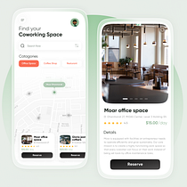 Coworking Place Finding App Design. Projekt z dziedziny UX / UI, Projektowanie aplikacji mobiln, ch, Projektowanie c, frowe, Projektowanie aplikacji, Projektowanie produktu c i frowego użytkownika Akib Tanjil - 28.01.2022