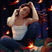 Firelight - My project in Character Digital Painting: Creating Magical Scenes course. Traditional illustration, Character Design, Digital Illustration, Digital Drawing, and Digital Painting project by Edmi - 01.30.2022