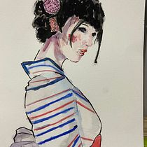 Meu projeto do curso: Retrato artístico em aquarela. Fine Arts, Painting, Watercolor Painting, and Portrait Drawing project by Juan Queiroz - 02.23.2022
