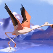 A pink flamingo taking flight . Traditional illustration, Character Design, Drawing, and Digital Illustration project by passeron.mathias - 02.02.2022