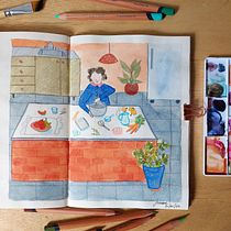 Mi Proyecto del curso: Sketchbook para explorar tu estilo de dibujo. Traditional illustration, Sketching, Creativit, Drawing, Watercolor Painting, Sketchbook, and Gouache Painting project by simonedemoraes_arte - 01.29.2022