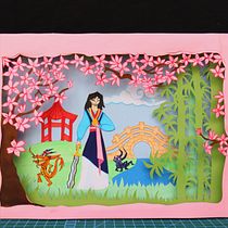 My project in Paper Cutting: Create Paper Scenes with Depth course - Mulan Inspired. Ilustração tradicional, Artesanato, Design editorial, Papercraft, Stor, telling, Encadernação, Ilustração infantil, e DIY projeto de Akanksha divi - 02.02.2022
