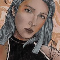My project in Illustrated Portraits with Procreate course. Ilustração tradicional, Ilustração vetorial, Ilustração digital, e Desenho de retrato projeto de kunstkoepel - 03.02.2022