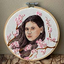 My project in Embroidered Portraits in Watercolor course. Un proyecto de Pintura, Pintura a la acuarela, Bordado y Diseño textil de Jennifer Ickes - 03.02.2022