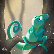 The Chameleon. Traditional illustration, Character Design, Drawing, and Digital Illustration project by Silke Lukas - 02.06.2022