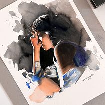 Meu projeto do curso: Retrato em aquarela a partir de uma fotografia. Traditional illustration, Watercolor Painting, and Portrait Drawing project by Fernanda Santos - 02.06.2022