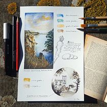 Souvenir di viaggio su carta. Traditional illustration, Watercolor Painting, Architectural Illustration, and Sketchbook project by Linda - 02.07.2022