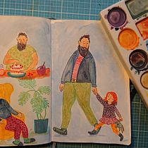 Mein Kursprojekt: Figurenentwicklung durch Beobachtungszeichnen. Un proyecto de Ilustración tradicional, Diseño de personajes, Dibujo y Sketchbook de beateedraws - 07.02.2022