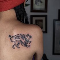 Personaje mitológico en blackwork. Desenho de tatuagens projeto de Miguel Angel Montaño Martínez - 09.11.2021
