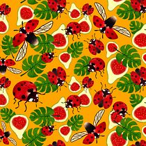 Meu projeto do curso: Design de estampa para superfície têxtil com Photoshop. Un projet de Illustration traditionnelle, Création de costumes, Création de motifs, St, lisme et Illustration numérique de Carolina Ayumi Saito - 06.02.2022