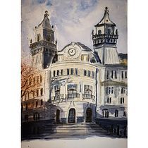 My project in Architectural Sketching with Watercolor and Ink course. Sketching, Drawing, Watercolor Painting, Architectural Illustration, Sketchbook & Ink Illustration project by Galia Hristova - 02.09.2022