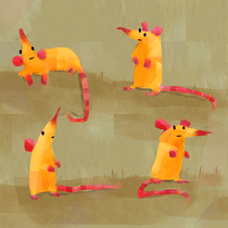 Four Yellow Mice. Traditional illustration, and Digital Illustration project by sweeneyjod - 02.09.2022