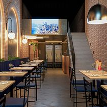 Meu projeto do curso: Design de interiores para restaurantes. Projekt z dziedziny Architektura wnętrz, Projektowanie wnętrz, Dekoracja wnętrz, Projektowanie powierzchni h, low, ch i Projektowanie przestrzeni użytkownika Gizela Vieira - 13.02.2022