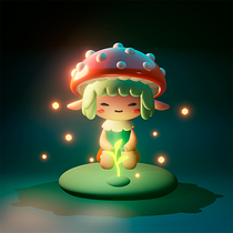 My project in Kawaii Character Creation in 3D with Blender  course - Mushi. Un proyecto de Ilustración tradicional, Diseño de personajes, Ilustración digital, Modelado 3D y Manga de Elijah Trublenko - 13.02.2022