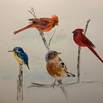 Meu projeto do curso: Técnicas expressivas de aquarela para ilustração de pássaros. Traditional illustration, Watercolor Painting, Realistic Drawing, and Naturalistic Illustration project by Cristina Caggiano C - 02.15.2022