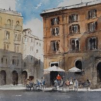 Mon projet du cours : Techniques modernes pour des ​paysages urbains à l'aquarelle. Un progetto di Pittura e Pittura ad acquerello di Marie Louise FLOCH - 16.02.2022