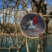 Mon projet du cours : Peindre avec du fil : techniques d’illustration textile. Ilustração tradicional, Bordado, e Design têxtil projeto de Christine Belin-Munier - 17.02.2022