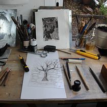Le rêveur : projet1 réaliser une gravure en couleurs rehaussé à l'aquarelle. Traditional illustration, Painting, Creativit, Pencil Drawing, and Drawing project by Alain Fenet - 02.11.2022
