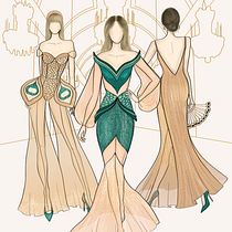 My fashion design "Paon à Versailles" from Fashion Illustrating Course by Carol Comide. Un projet de Illustration traditionnelle, Esquisse , St, lisme, Dessin numérique et Illustration de mode de Weronika Słobodzian - 21.02.2022