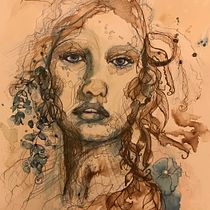 My project in Experimental Portraiture with Ink, Tea and Alcohol course. Fine Arts, Drawing, Ink Illustration, and Painting project by Diane Wright - 02.21.2022