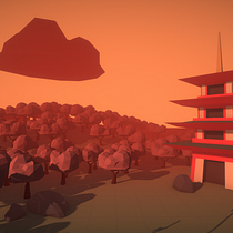 Mi Proyecto del curso: Modelado de escenarios low poly para videojuegos - Colina japonesa. 3D, and 3D Modeling project by juanmaleyva_f - 02.22.2022