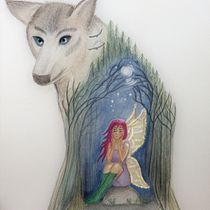 wolf-fairy. Traditional illustration, Drawing, Watercolor Painting, and Editorial Illustration project by Eva DHALMANN - 02.22.2022