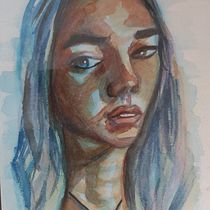 Mon projet du cours : Portrait artistique à l’aquarelle. Fine Arts, Painting, Watercolor Painting, and Portrait Drawing project by Marie-Eve Rioux - 02.18.2022