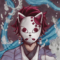 Tanjiro Kun 3 estilos. Ilustração tradicional, Ilustração digital, e Desenho digital projeto de Juan Pablo Lozano - 24.02.2022