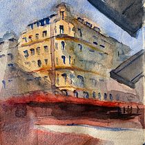My project in Architectural Sketching with Watercolor and Ink course. Sketching, Drawing, Watercolor Painting, Architectural Illustration, Sketchbook & Ink Illustration project by Arthur Dalton - 02.25.2022