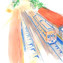 Mi Proyecto del curso: Urban sketching contemporáneo con técnicas mixtas. TREN! Ein Projekt aus dem Bereich Traditionelle Illustration, Malerei, Architektonische Illustration und Illustration mit Tinte von Adriana Rey - 27.02.2022