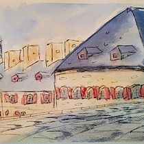 My project in Architectural Sketching with Watercolor and Ink course. Sketching, Drawing, Watercolor Painting, Architectural Illustration, Sketchbook & Ink Illustration project by erin83070 - 02.27.2022