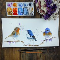 My project in Artistic Watercolor Techniques for Illustrating Birds course. Traditional illustration, Watercolor Painting, Realistic Drawing, and Naturalistic Illustration project by Godnics Bakos Zsanett - 02.28.2022